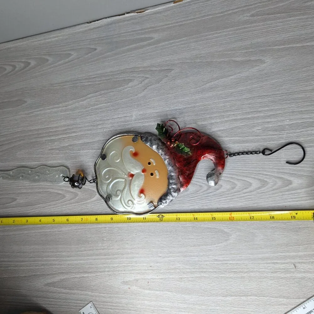 Iridescent Metal & Glass Hanging Santa Decoration 20